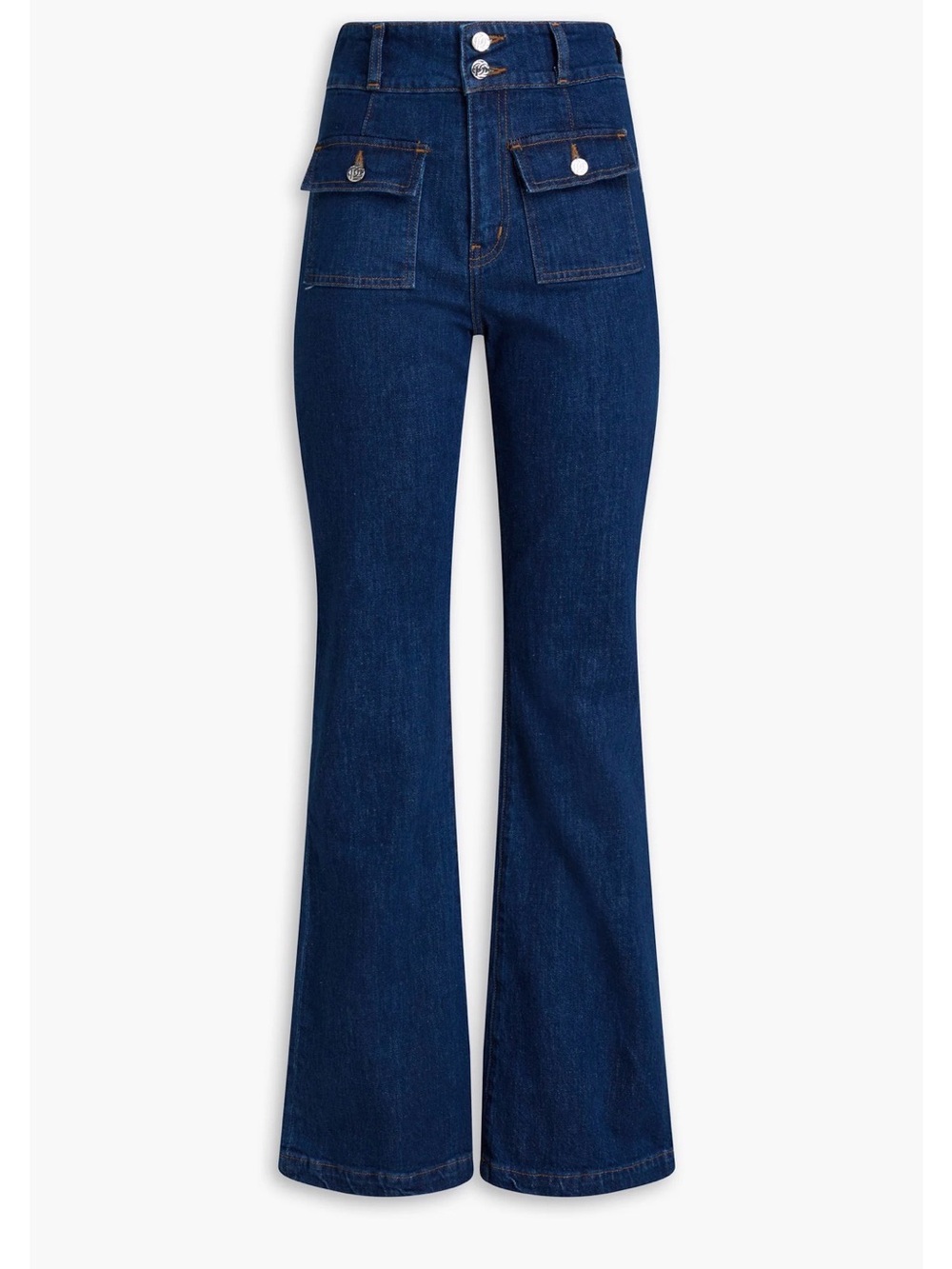 Derek Lam 10 Crosby Size 30 Barlow High Rise Flare Jeans Dark Wash Flap Pocket⁠